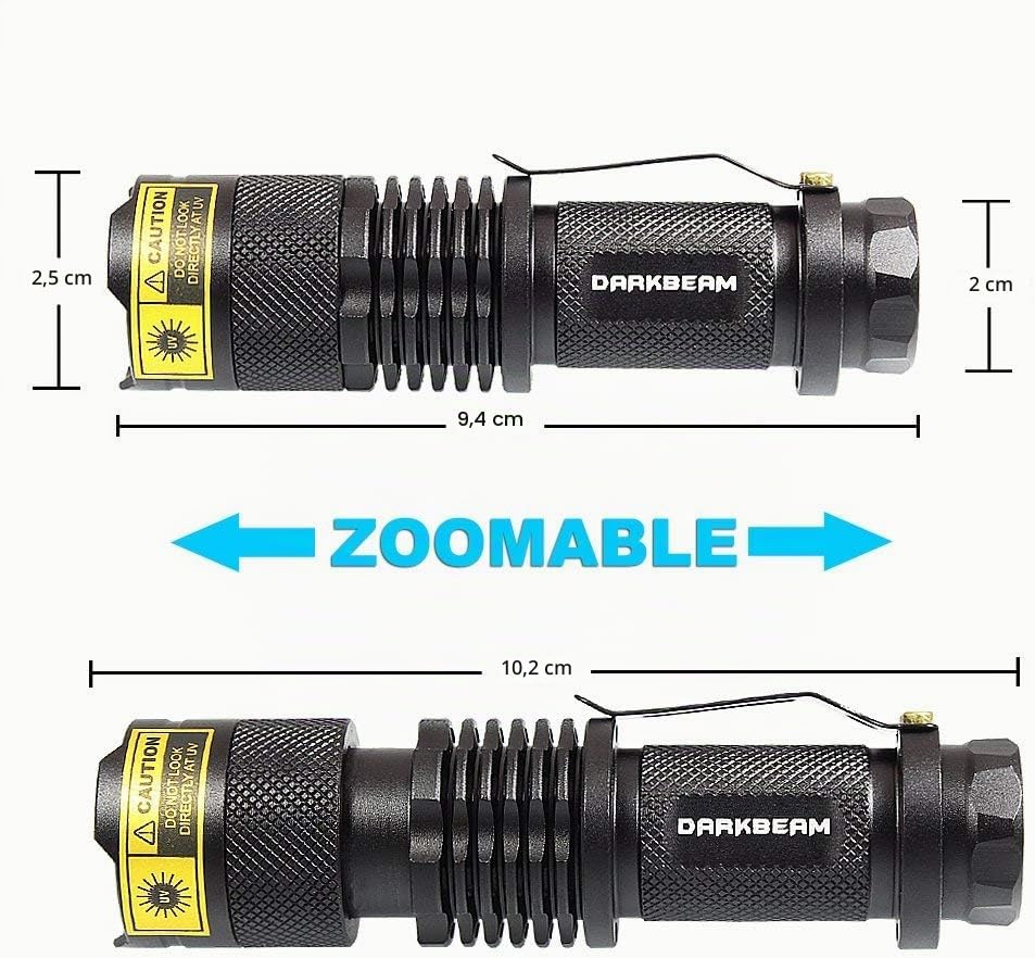 Detalle 2 de DARKBEAM SK68 395 2pcs UV-zaklamp met 395 nm-led en verstelbare lichtbundel