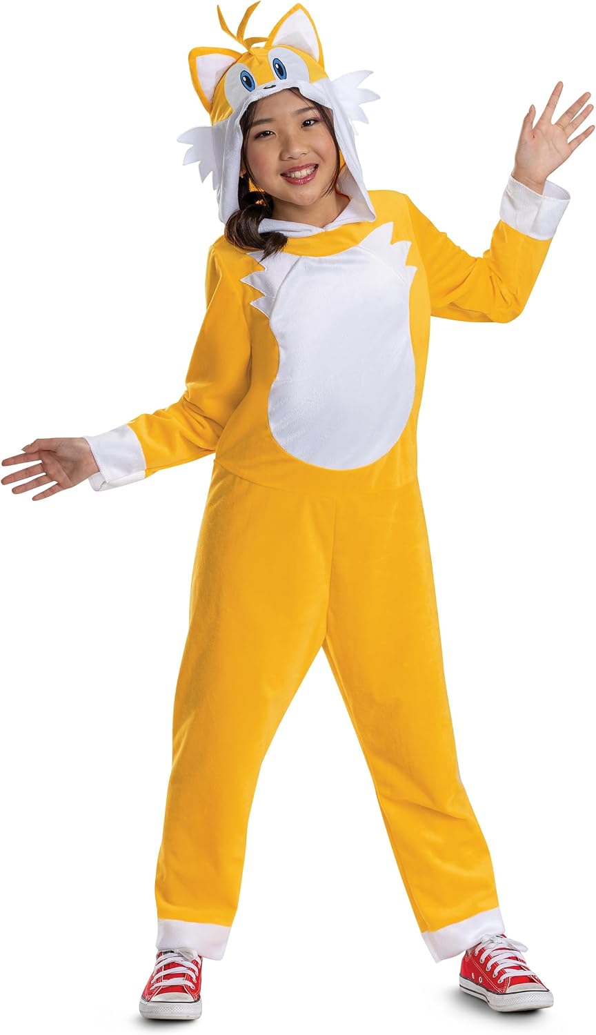 Detalle 1 de Disguise Sonic Tails Costume for Kids, Official Hooded Jumpsuit