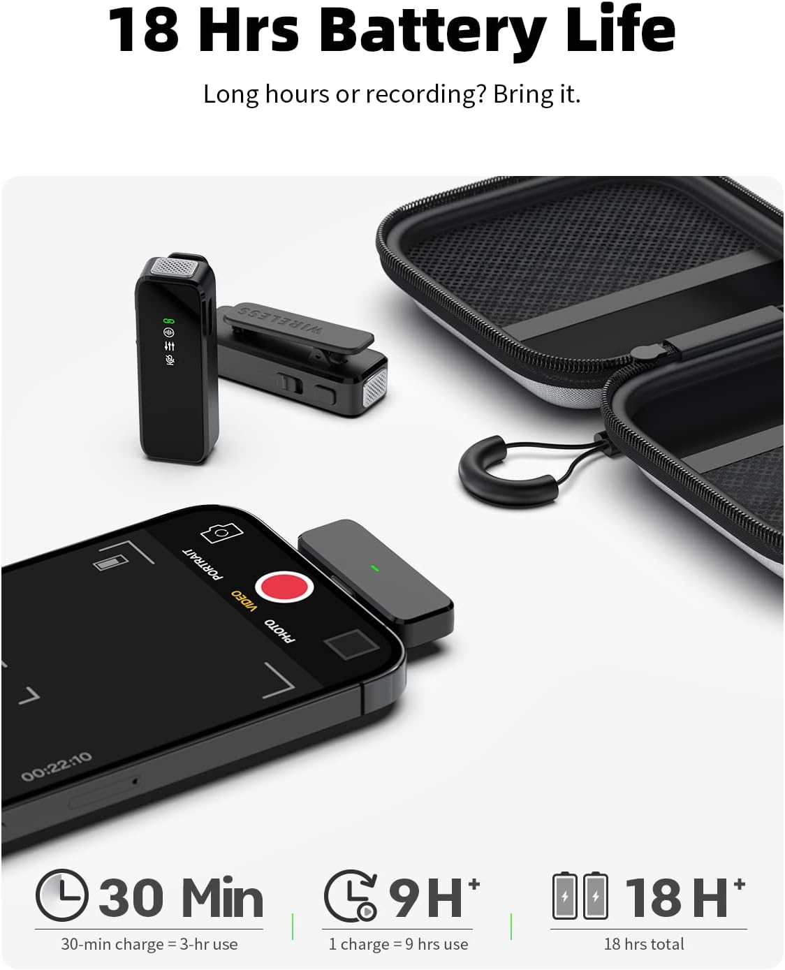 Detalle de Rythflo LM01 Wireless Lavalier Microphone, USB-C, Noise Cancellation