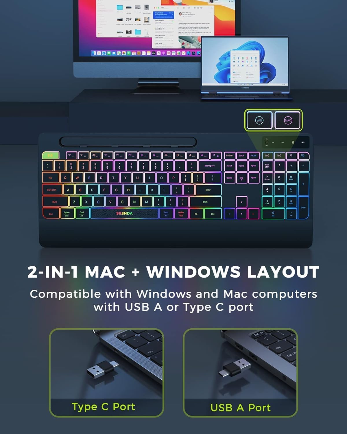Detalle 2 de seenda JPX006 Wireless Keyboard and Mouse Combo