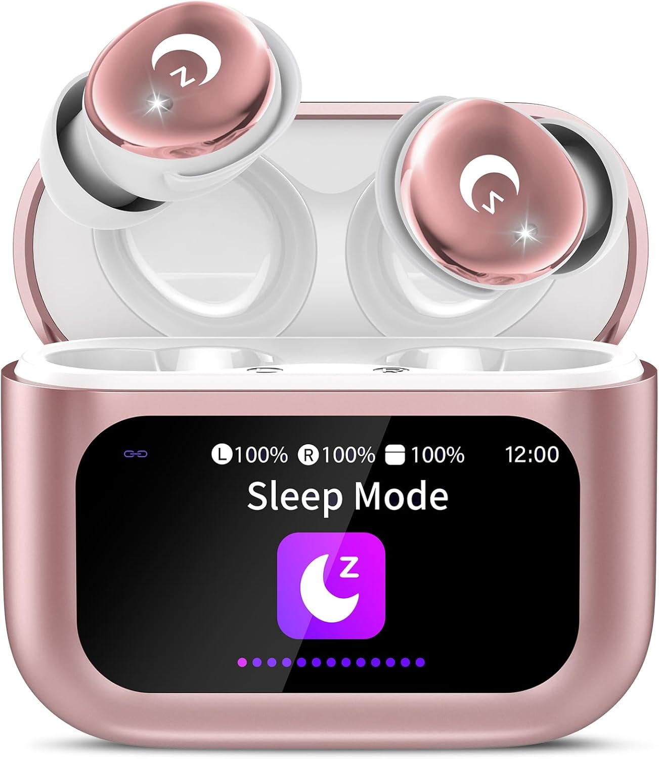 Detalle de Wireless Earbuds with Smart Touch Screen (L8 Pro) – 2026 Mini Sleep Earbuds with Bluetooth 5.4, 48H Playtime, IP7 Waterproof, Rose