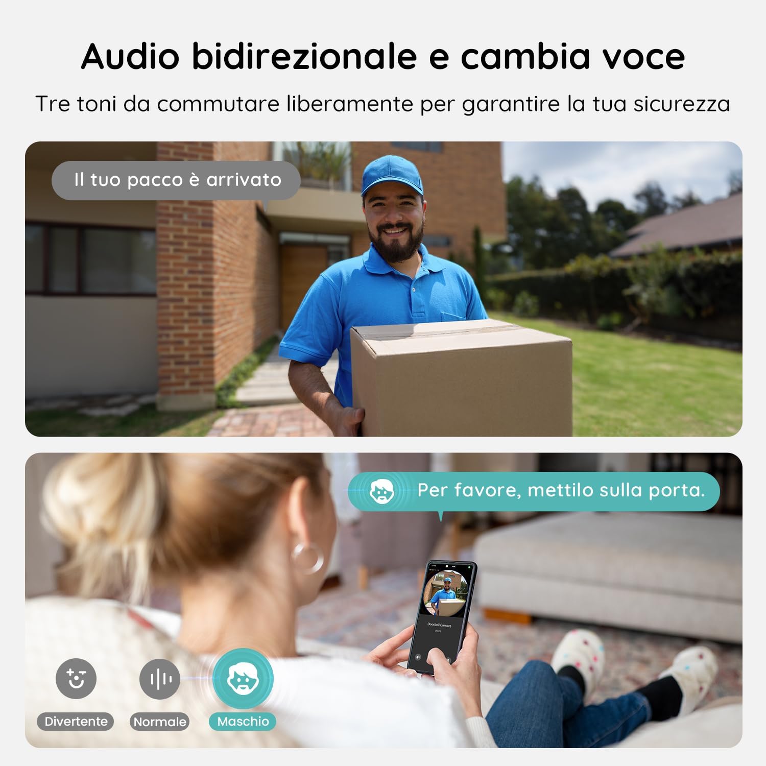 Detalle de BOIFUN 2K Videocitofono WiFi Senza Fili da Esterno con AI, 180° Panoramico e Audio Bidirezionale