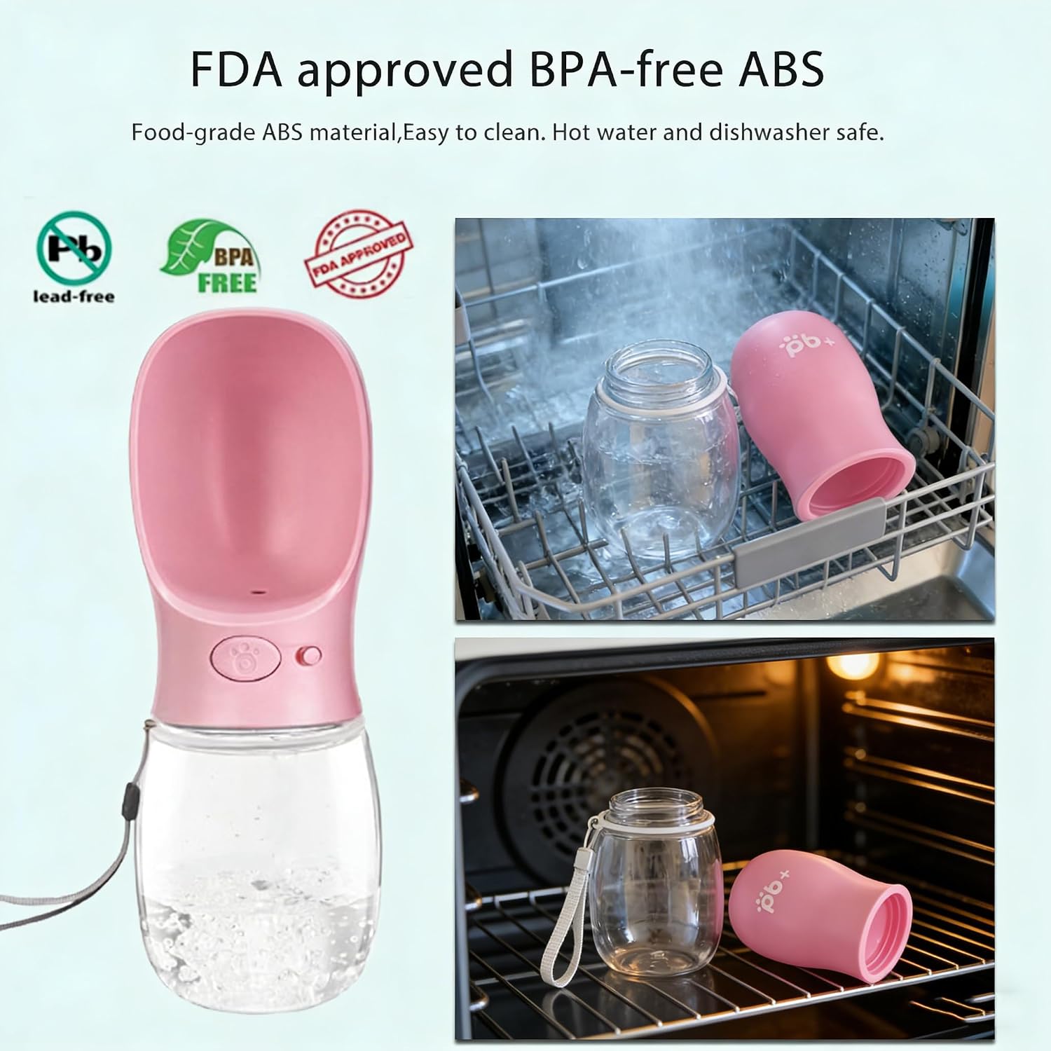 Thumbnail 4 de 350ml Portable Dog Water Bottle with Antibacterial Dispenser