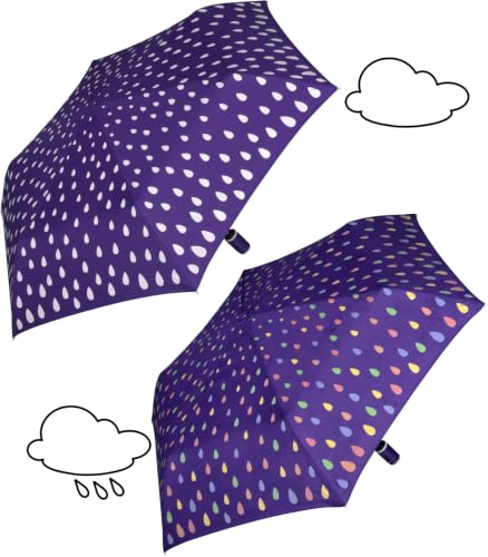 Thumbnail 7 de iX-brella Raindrops Purple Automatik-Taschenschirm für Kinder – reflektierender Farbwechsel bei Nässe, leicht und kompakt