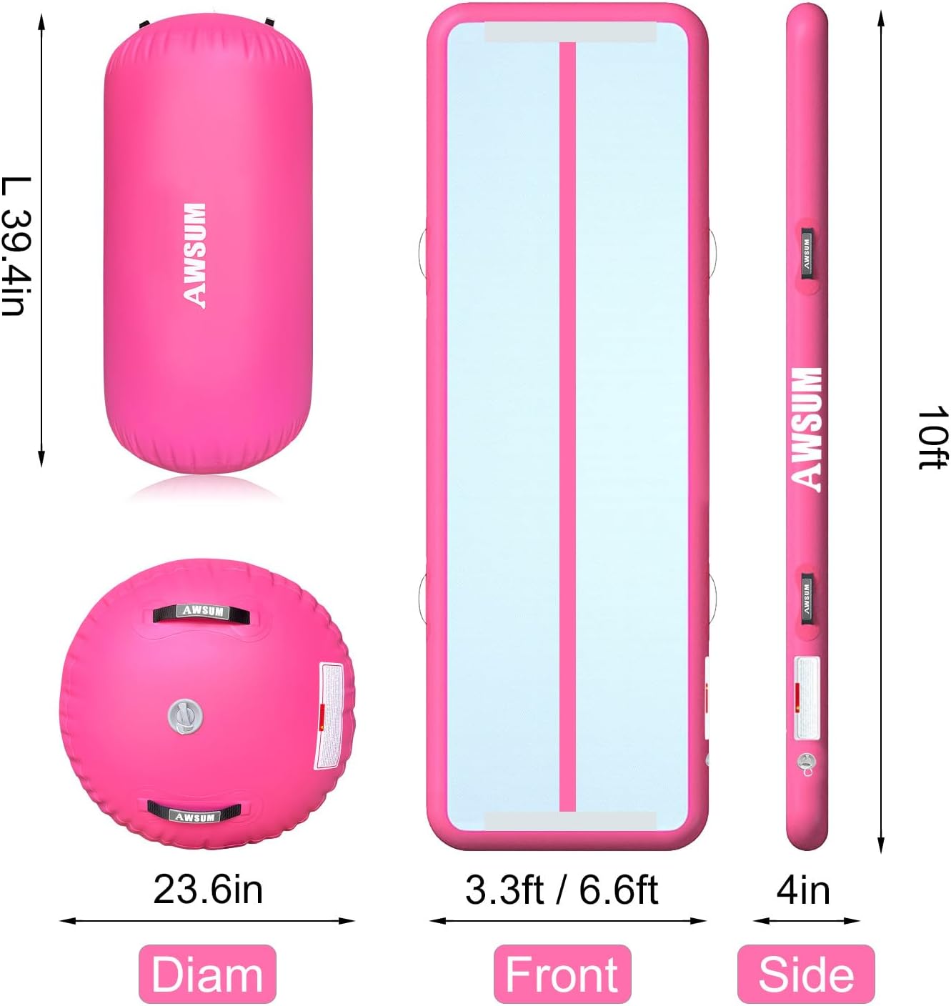 Thumbnail 1 de AWSUM Inflatable Gymnastics Mat 10ft – 20ft Training Air Mat with Electric Pump