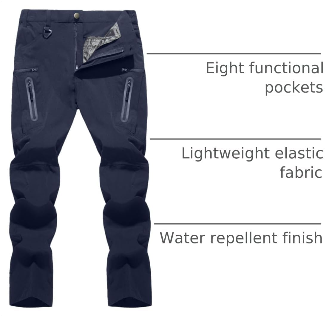Detalle de TACVASEN Men’s Lightweight Hiking Tactical Pants (Water-Repellent, Quick-Dry) with 8 Pockets