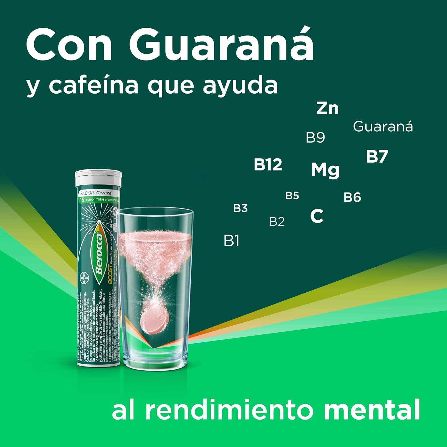 Detalle 2 de Berocca Boost Complejo de Vitaminas y Minerales con cafeína y guaraná natural (30 comprimidos efervescentes)