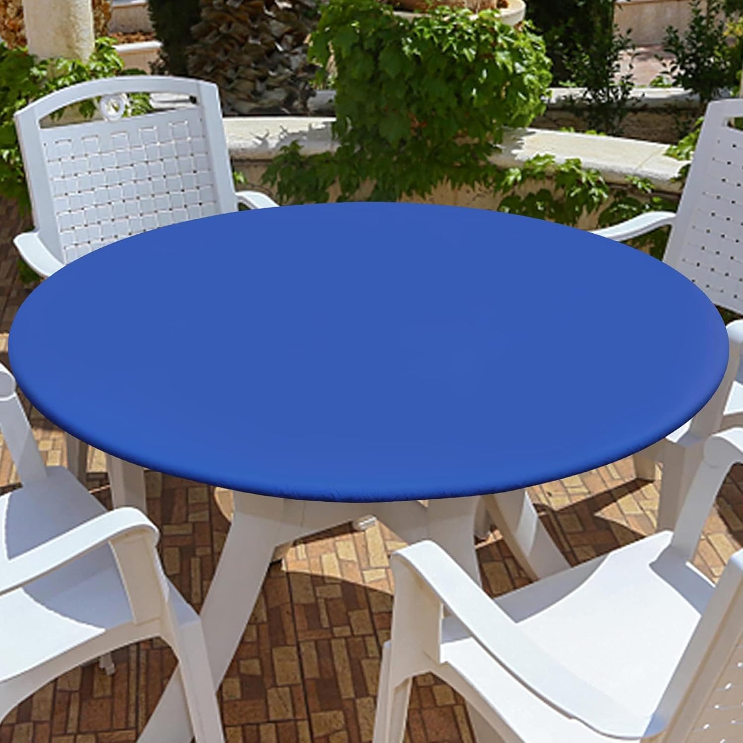 Thumbnail 6 de Smiry Round Picnic Tablecloth (Waterproof Elastic Fitted) for 36"–44" Tables, Blue