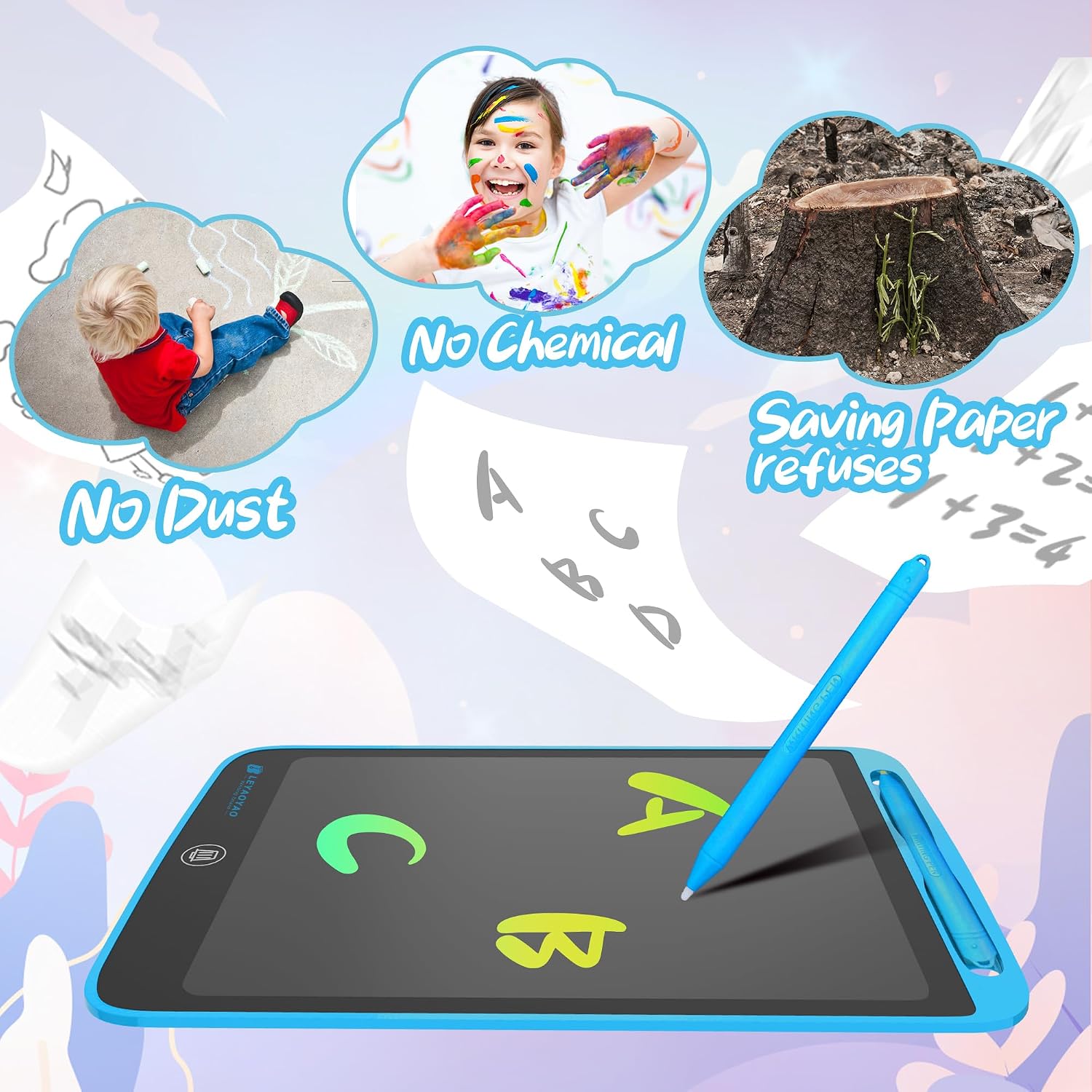 Detalle de LEYAOYAO 3 Pack 8.5 Inch LCD Writing Tablet for Kids – Colourful Doodle Pad with 3 Styluses