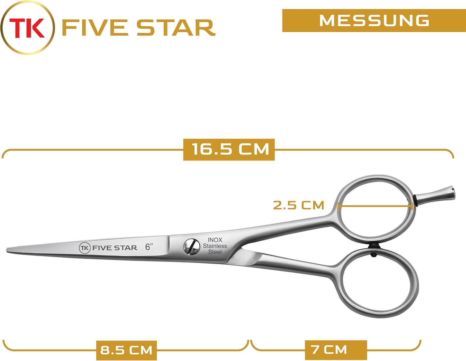 Detalle de TK FIVE STAR Signature: forbici professionali da parrucchiere da 6 pollici, antiruggine e ultra affilate