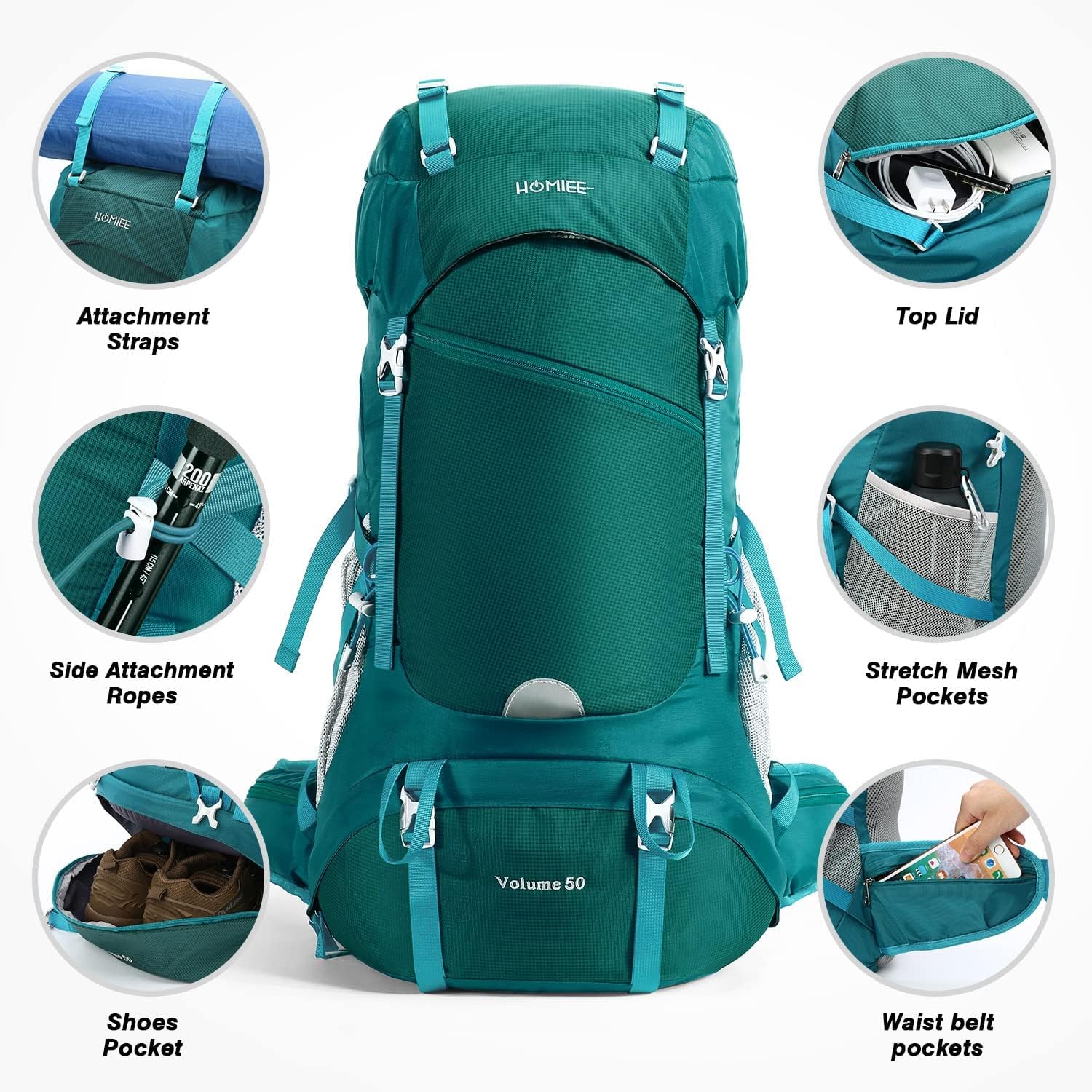 Thumbnail 2 de HOMIEE Wanderrucksack 50L