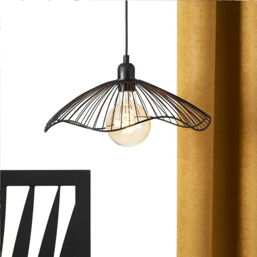 Detalle de Atmosphera Suspension Galt Métal Noir – Ø34 cm, câble réglable 80 cm, E27 40W (ampoule non incluse)