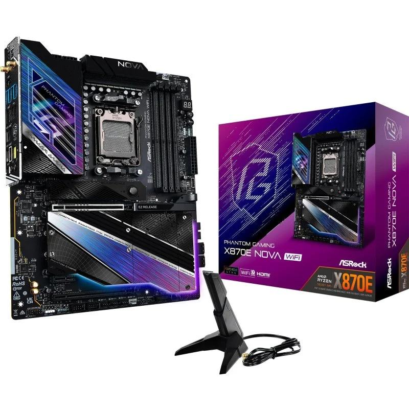 Detalle de ASRock X870E NOVA WIFI: ficha técnica y valoración para gaming de alto rendimiento