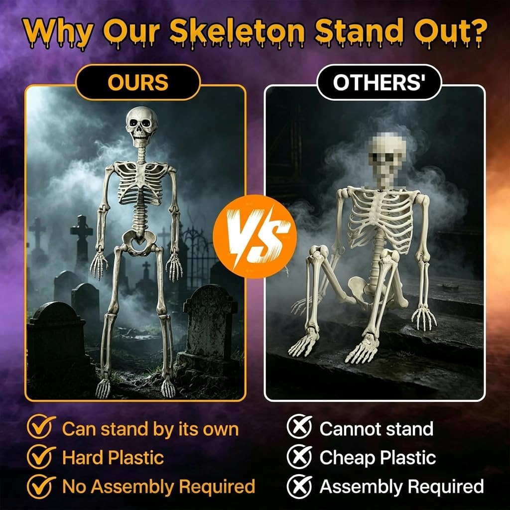 Thumbnail 1 de wymulot 2-Pack 40-Inch Posable Halloween Skeletons with Movable Joints