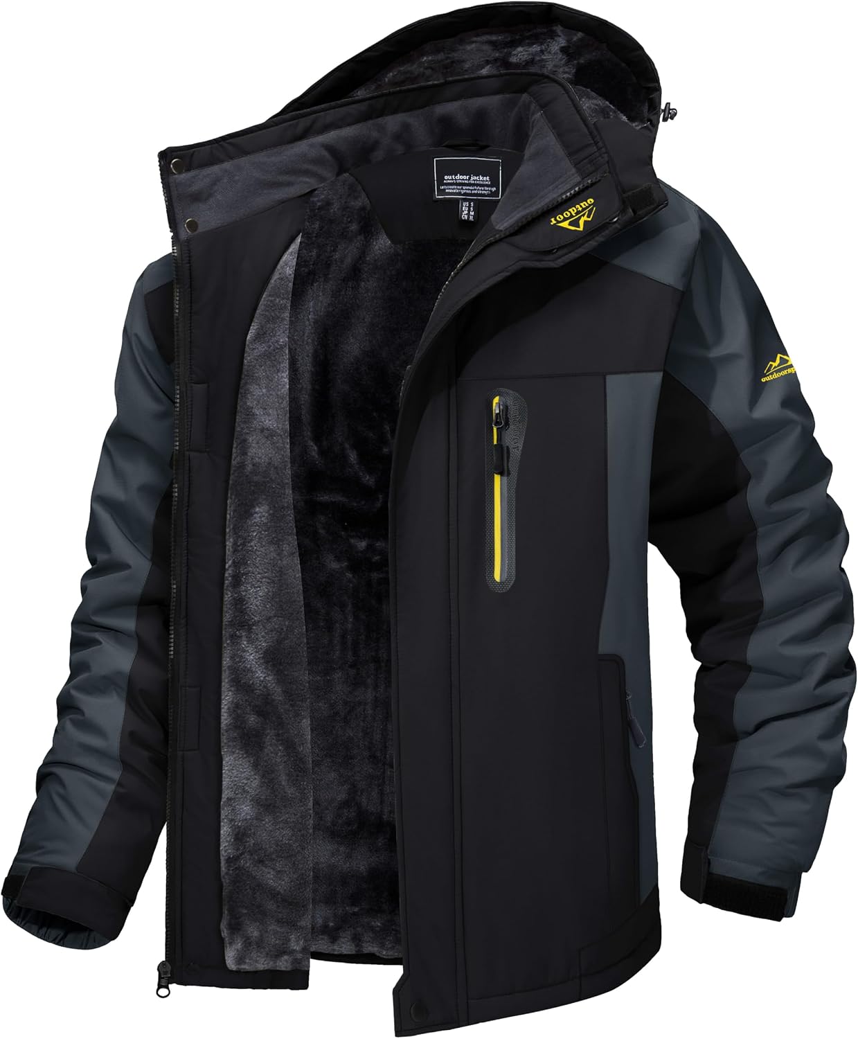 Detalle de TACVASEN Men's Waterproof Fleece-Lined Winter Ski Parka with Multi-Pockets
