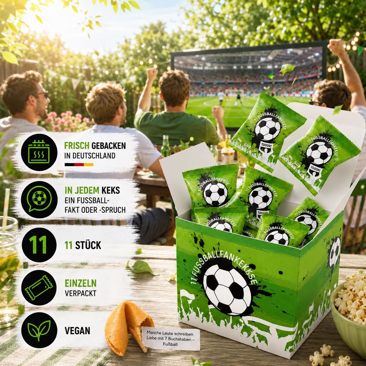 Thumbnail 3 de Glückskekse Fußball Fan 11er Geschenkkarton – Vegane Glückskekse mit Sprüchen rund ums Fußballspielen