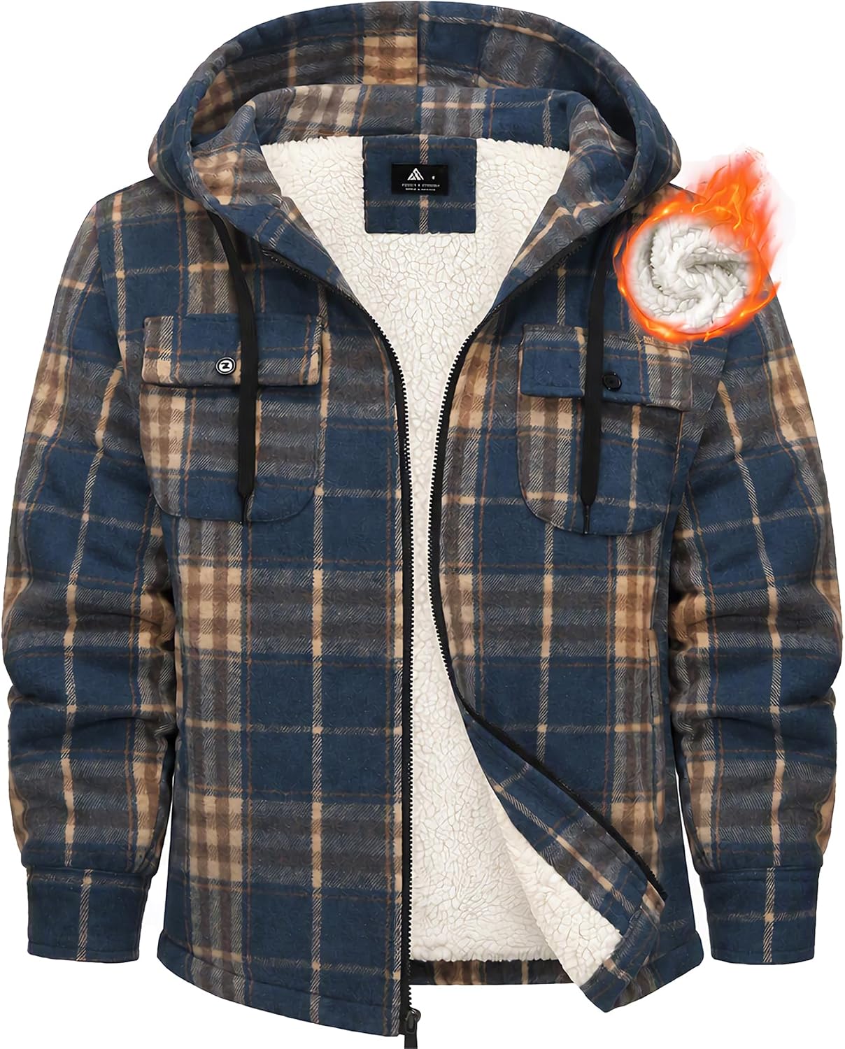 Detalle de Ceoutdoor Men's Flannel Jacket, Sherpa-Lined