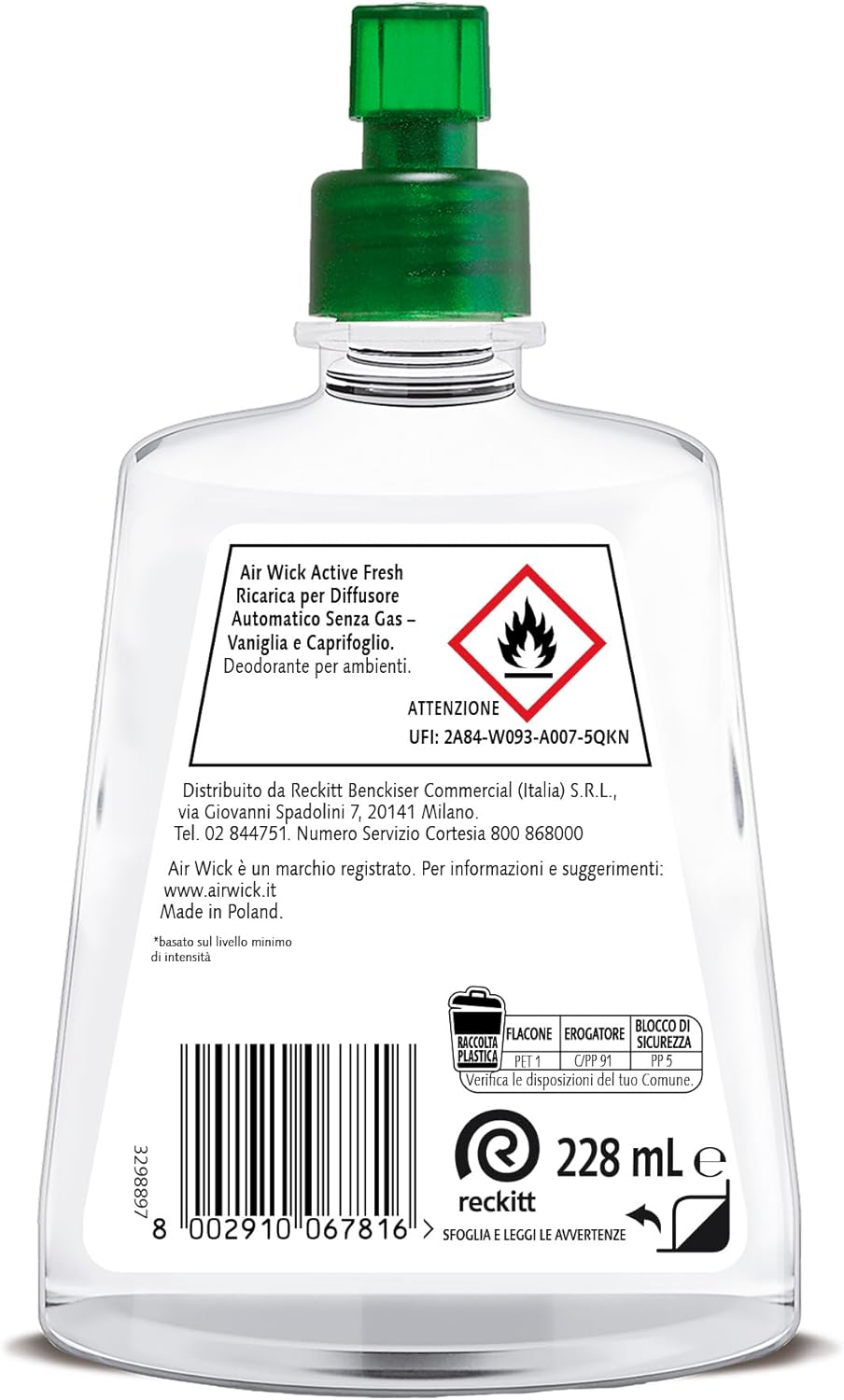 Thumbnail 2 de Airwick Active Fresh: Ricariche per Diffusore Automatico Senza Gas, Vaniglia e Caprifoglio (Confezione da 1, 228 ml)