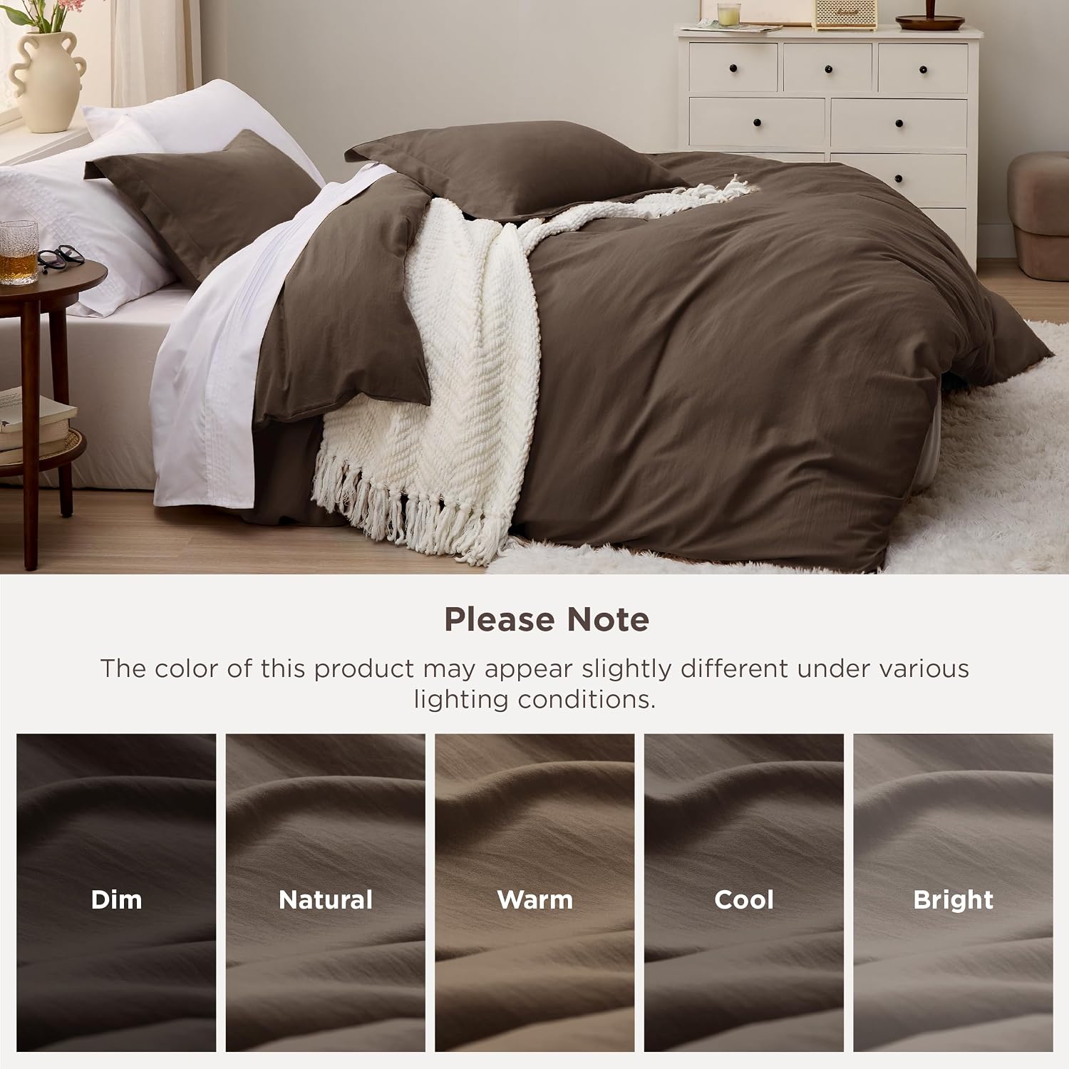 Thumbnail 6 de Bedsure CA000170RKI King Duvet Cover Set, Dark Brown Polyester
