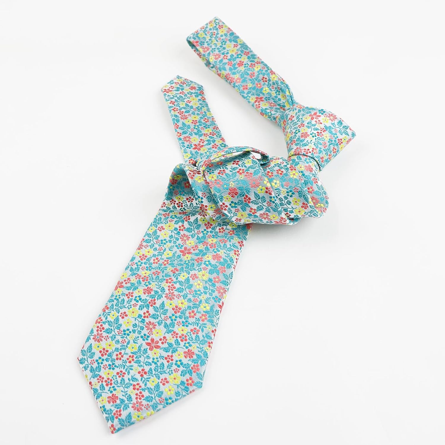 Detalle de Alizeal Men's Flower Patterned Wedding Tie & Pocket Square Set