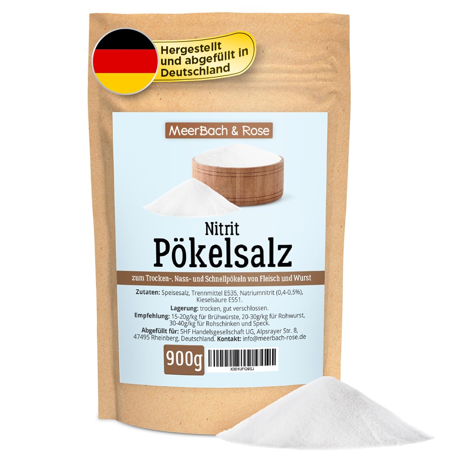 Pökelsalz 900 g Nitritpökelsalz – vegan, Natriumnitrit 0,4–0,5%