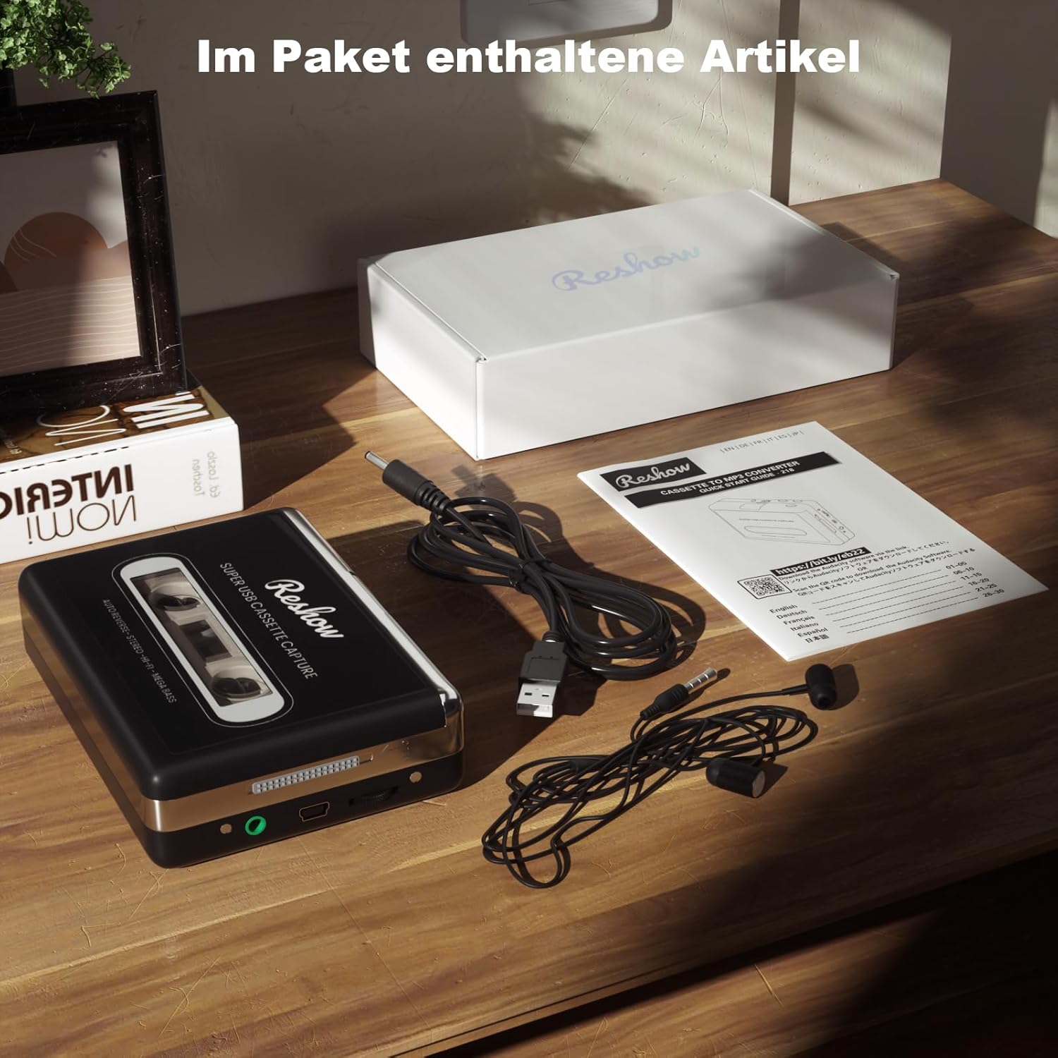 Detalle de Reshow tragbarer Kassettenspieler: Kassetten digitalisieren, MP3 aufnehmen und mobil genießen