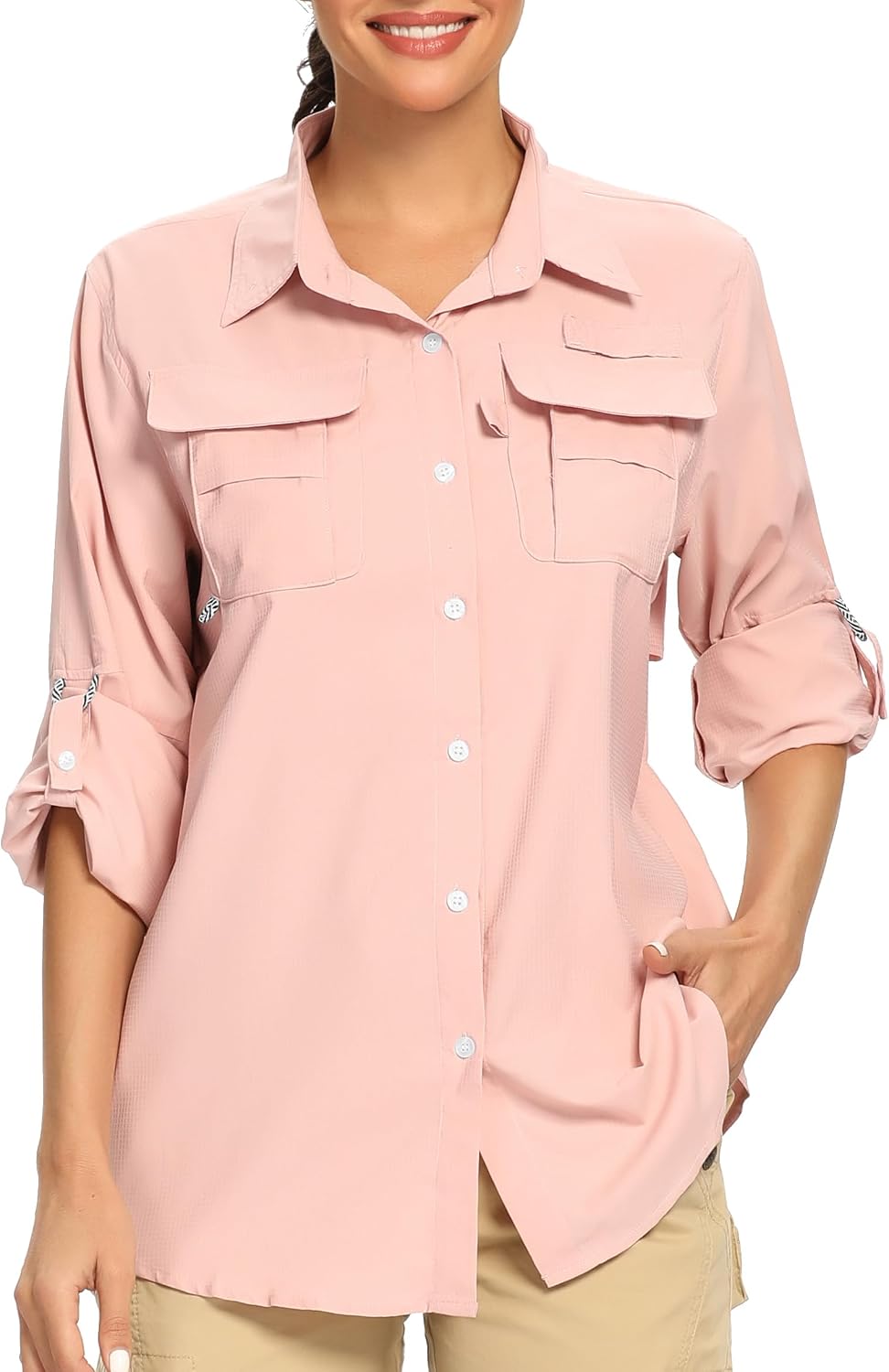 Detalle de Jessie Kidden Women’s Safari Sun Protection Long Sleeve Shirt (UPF 50 Quick-Dry)