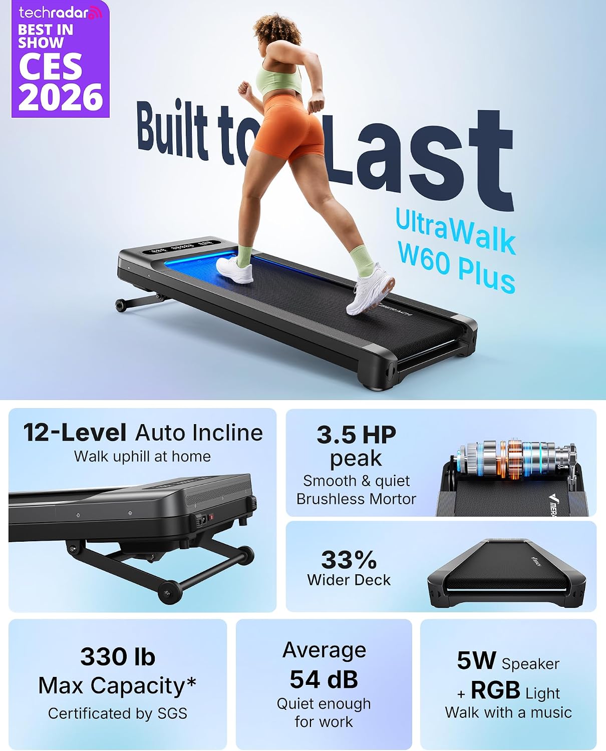 Detalle 2 de MERACH Walking Pad Treadmill 12% Auto Incline
