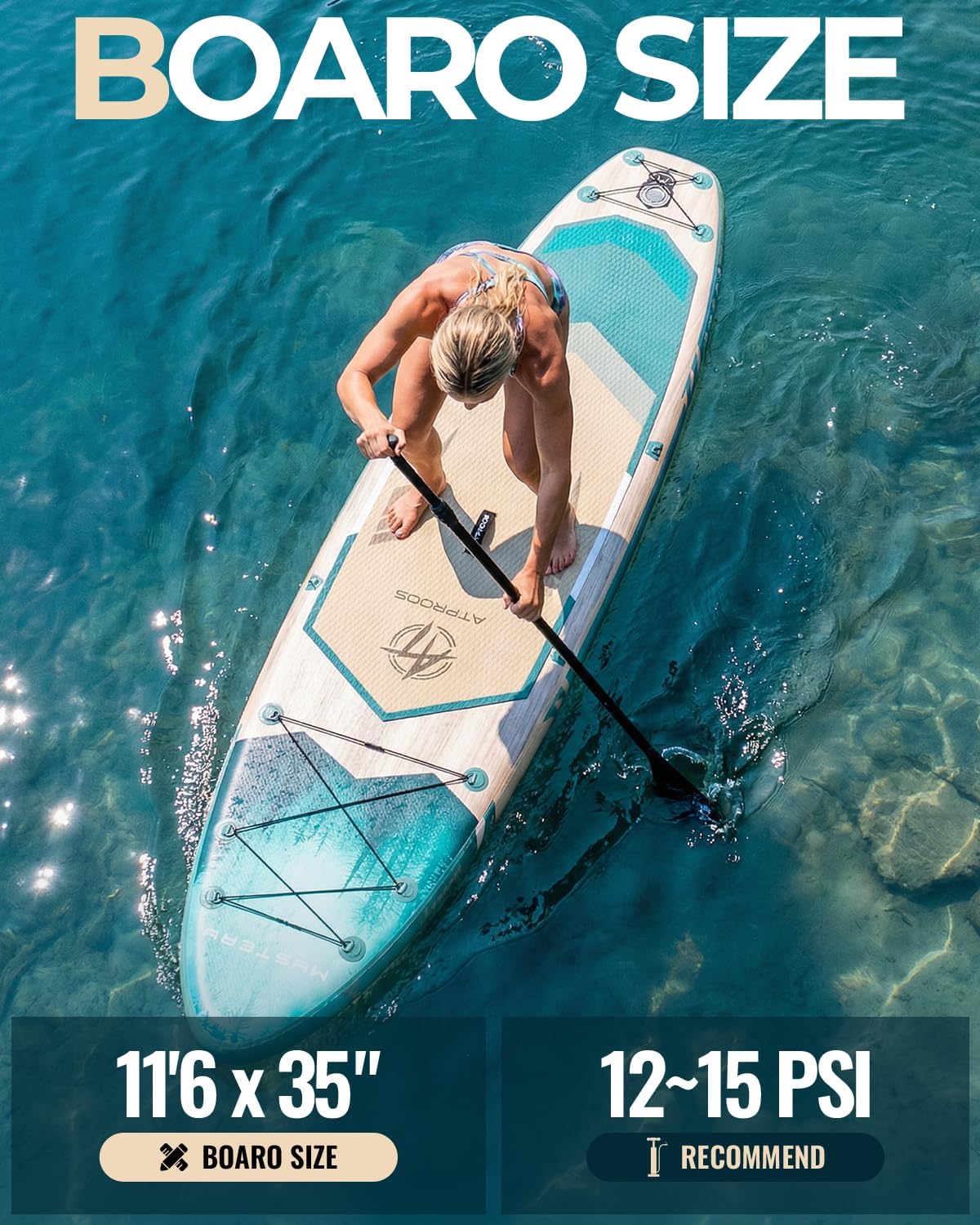 Detalle de ATPROSS 11'6" Inflatable Paddle Board with 450 lbs Capacity and All-In-One Accessories Kit