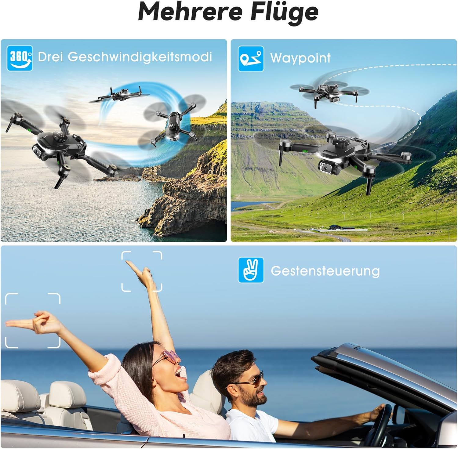 Detalle de S165 Drohne mit Kamera 1080P – 2-Kamera-System, 40 Minuten Flugzeit, 3 Akkus, 5G WiFi