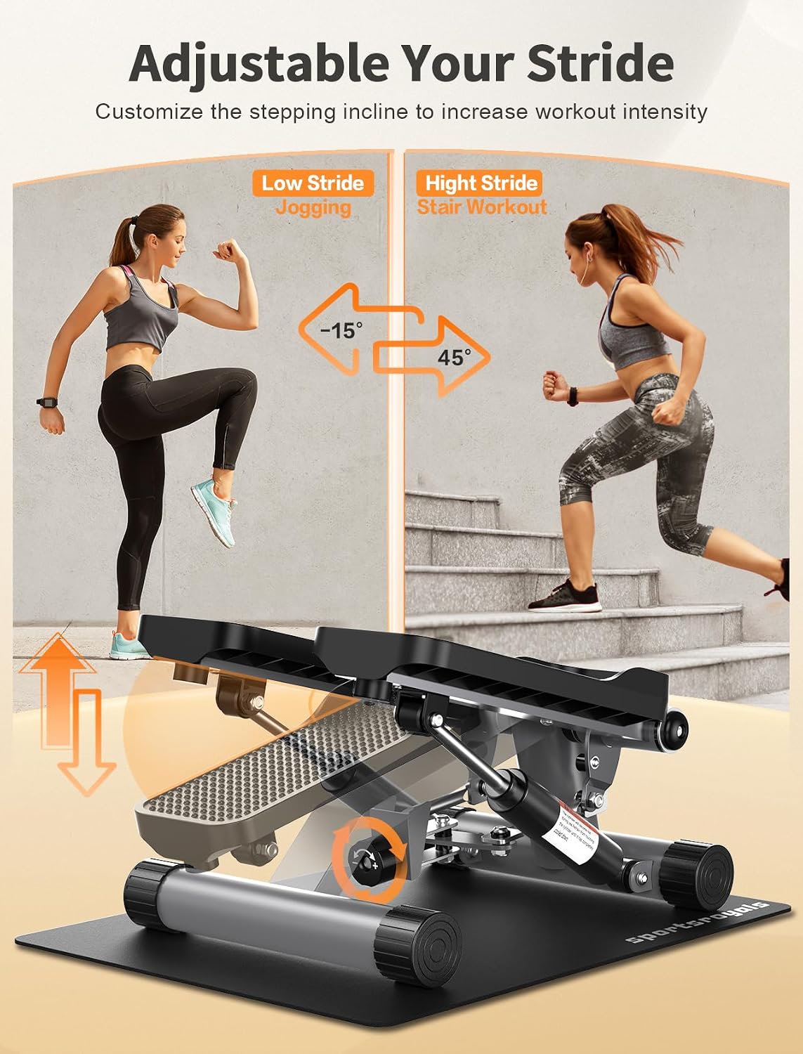 Detalle de Sportsroyals Exercise Stair Stepper zu Hause – Testsieger mit Up-Down Swing und Power Ropes