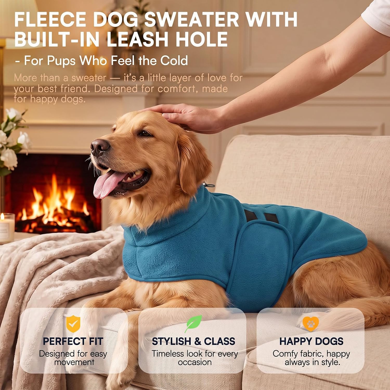 Detalle 2 de Queenmore Small Dog Fleece Vest with Adjustable Closure and Leash Hole