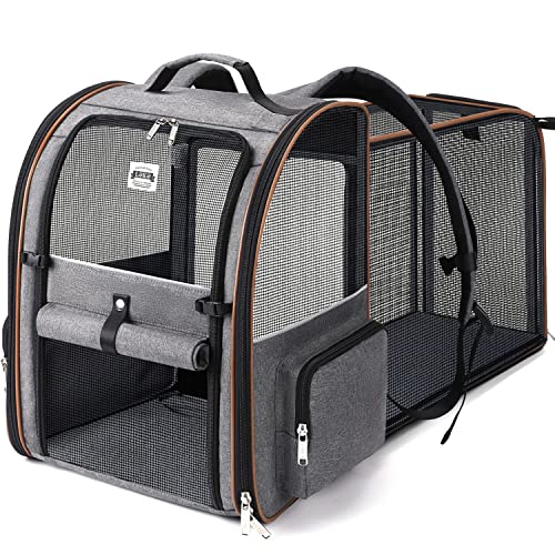 Detalle de Lekespring Transportin Gato Extensible con 4 Entradas y Mochila Transpirable