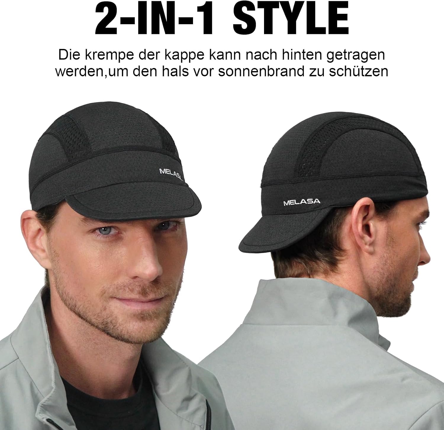 Detalle 2 de MELASA Fahrrad Cap: Kühlende Skull Cycling Cap mit Sonnenblende und UV-Schutz