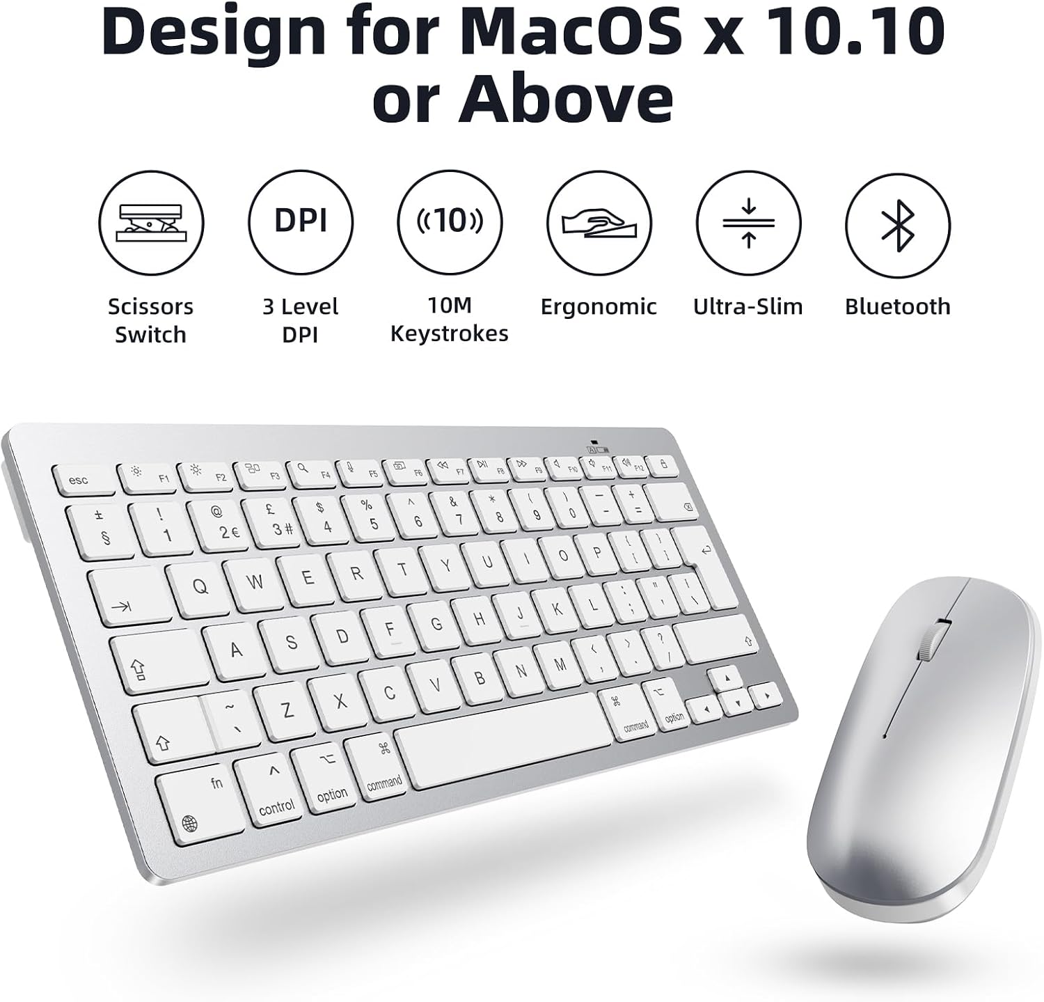 Detalle de OMOTON Ultra-Slim Bluetooth Keyboard and Mouse 10m