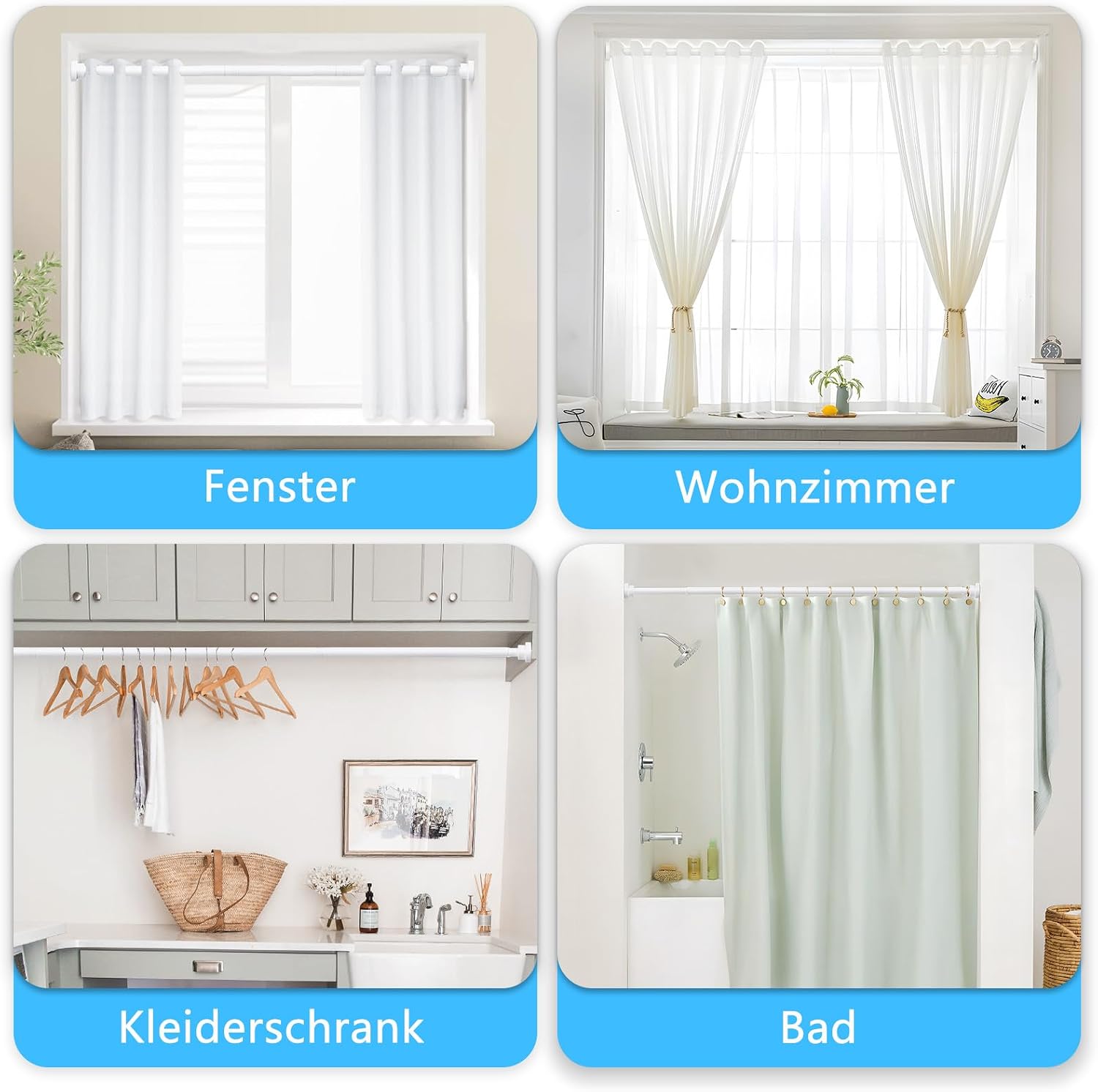 Thumbnail 3 de AIZESI Klemmstange Vorhangstange 80-195 cm