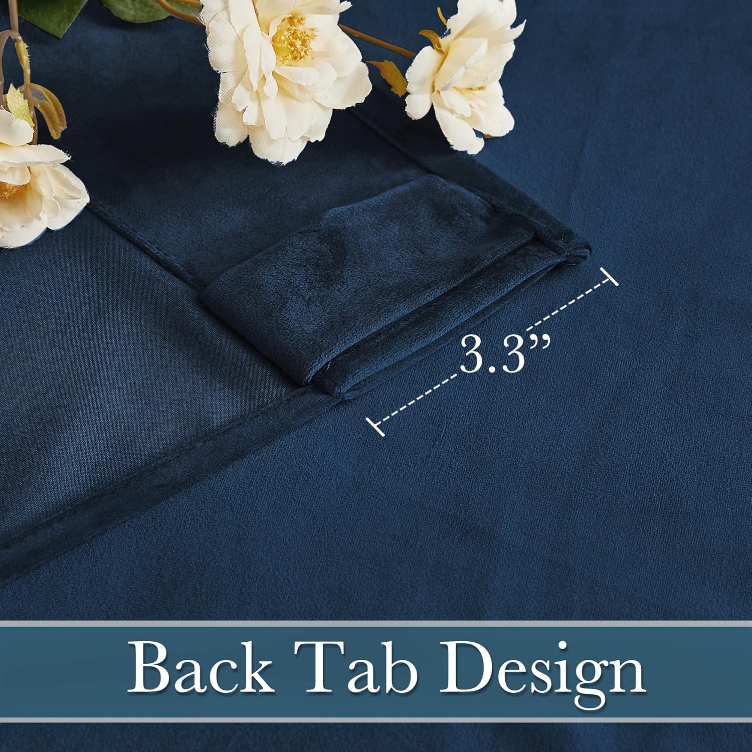 Thumbnail 3 de RYB Home Blue Velvet Curtains 90 Inches – Navy Velvet Blackout Panels, 2-Pack (W52 x L90 each, Total W104 x L90)