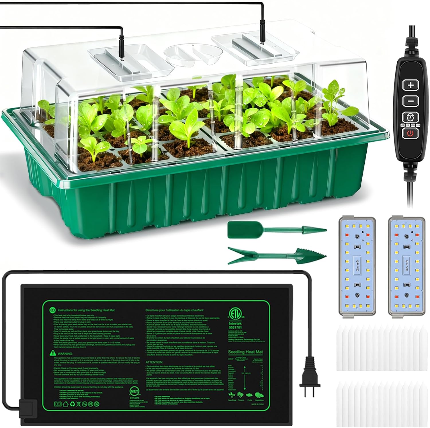 Thumbnail 6 de 2026 Seed Starter Tray Kit, 36 Cells, Grow Lights, Heat Mat and Humidity Domes