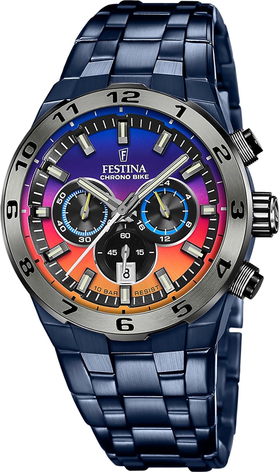 Detalle de Festina Montre Homme Analogique en Acier 316L Bleu – Élégance et fiabilité