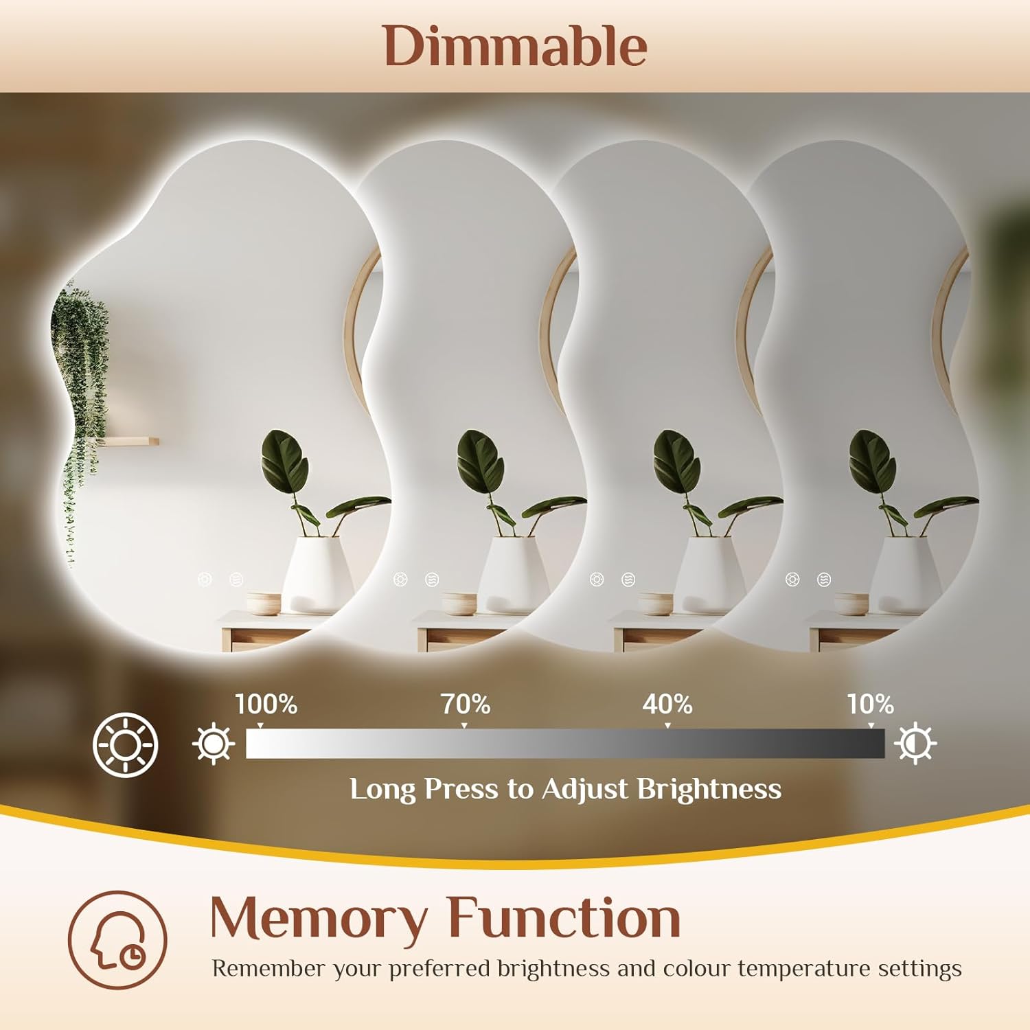 Thumbnail 4 de Clevich Miroir de salle de bain LED 90 x 60 cm à éclairage asymétrique et 3 températures de couleur