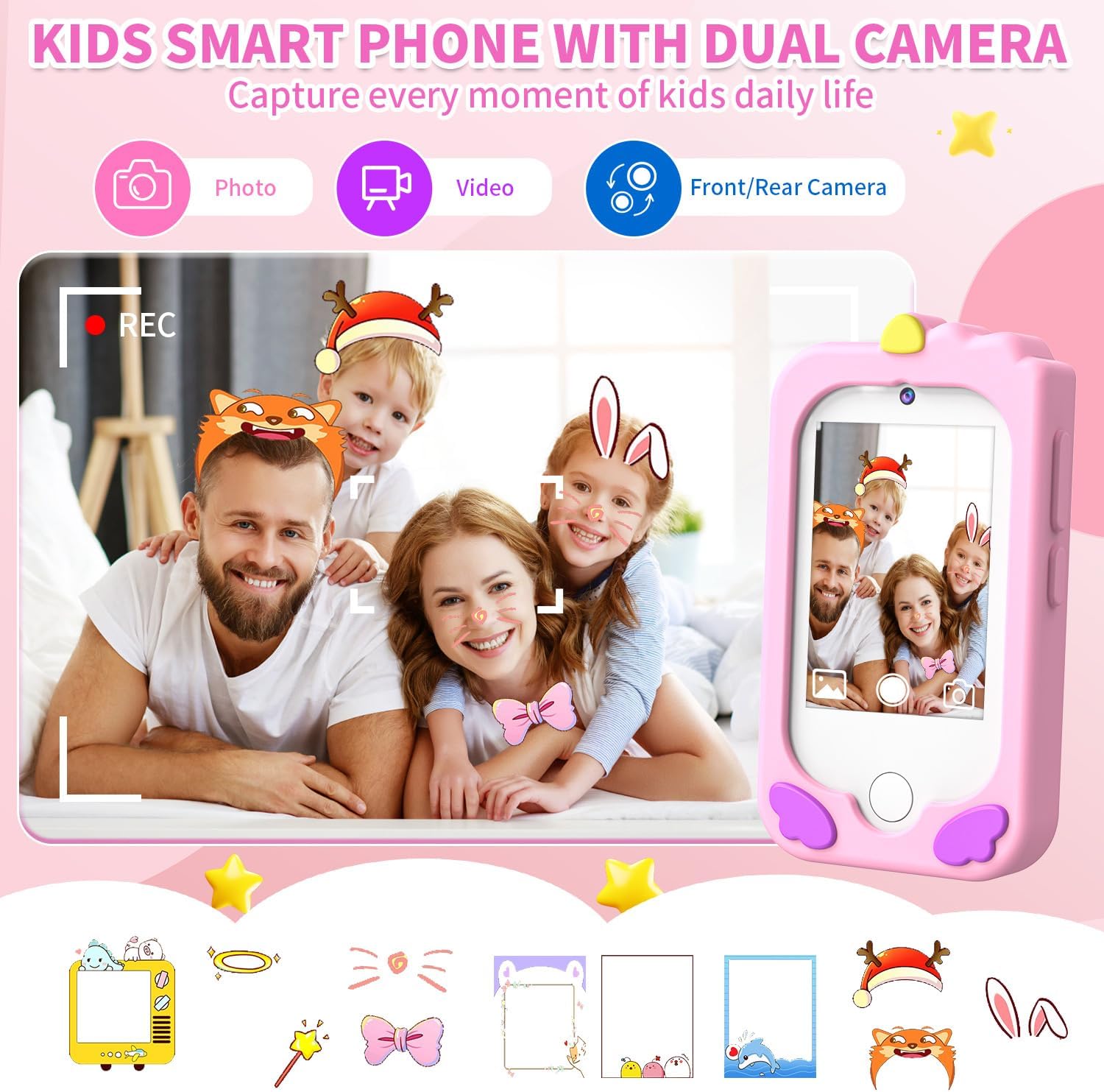 Detalle de Tosaju Enfants Téléphone 2,8" écran tactile