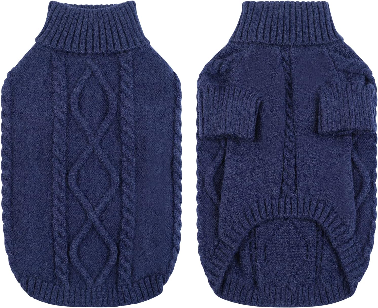 Detalle de Queenmore XS Dog Jumper Knitted Pet Sweater (Turtleneck) – Navy, XS