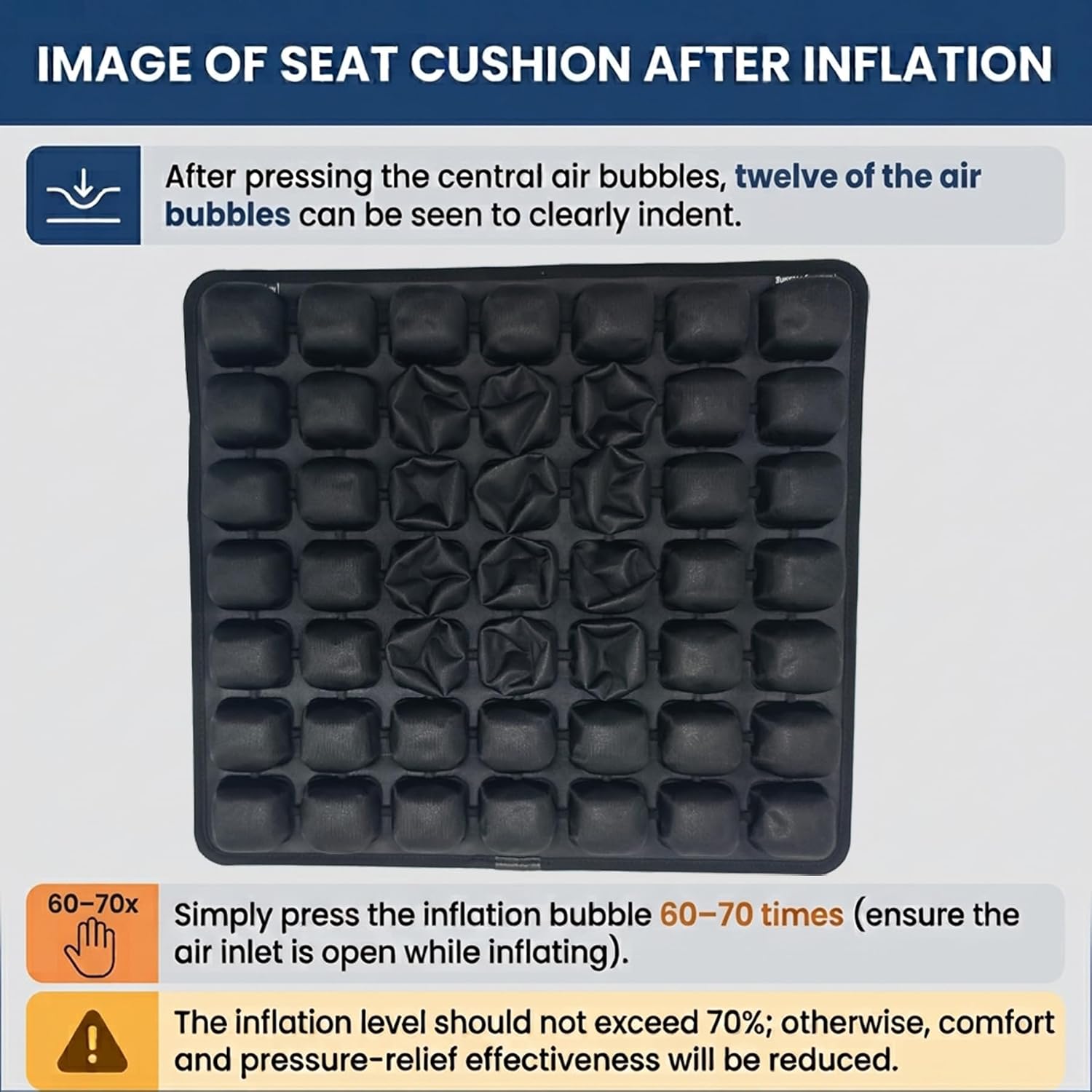 Thumbnail 1 de sodurue UIU-969 Inflatable Travel Cushion with 49 Air Cells and Built-In Pump