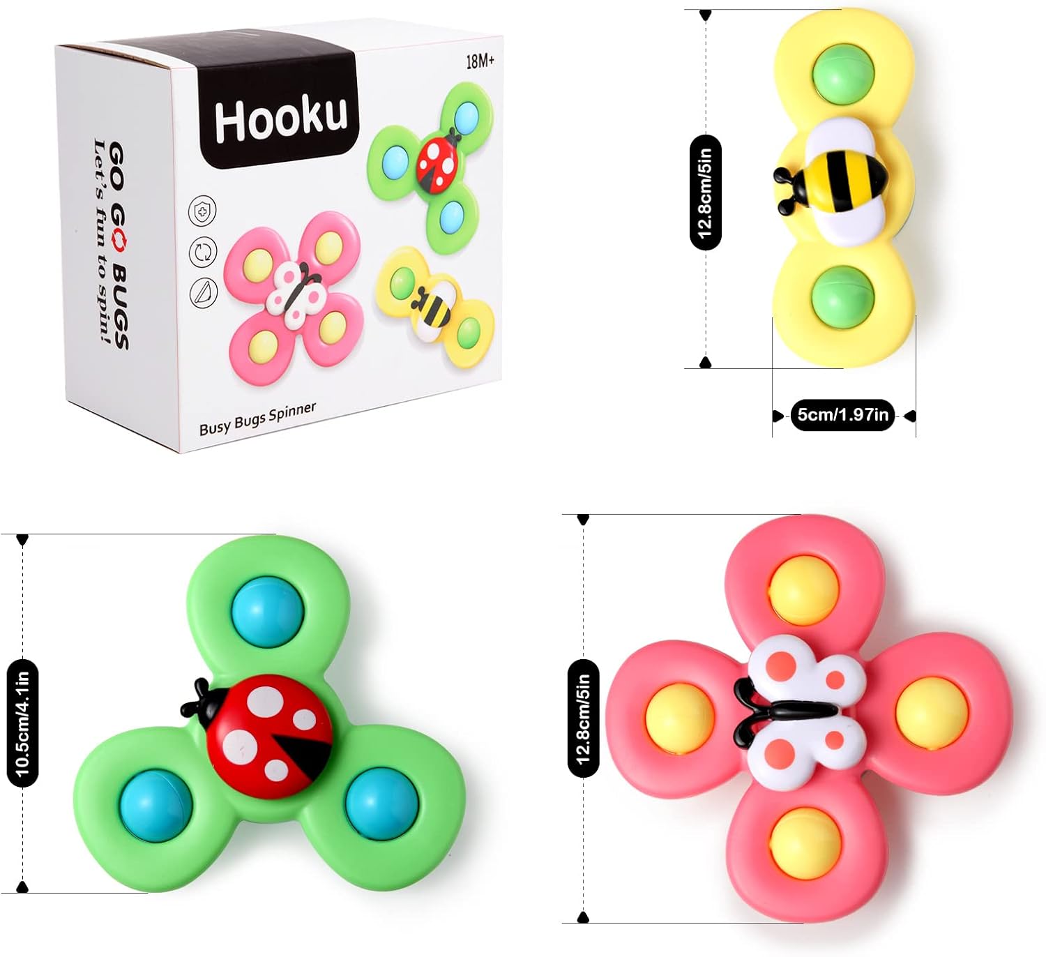 Thumbnail 6 de Hooku 3-Piece Suction Spinner Toys for Toddlers 🎲