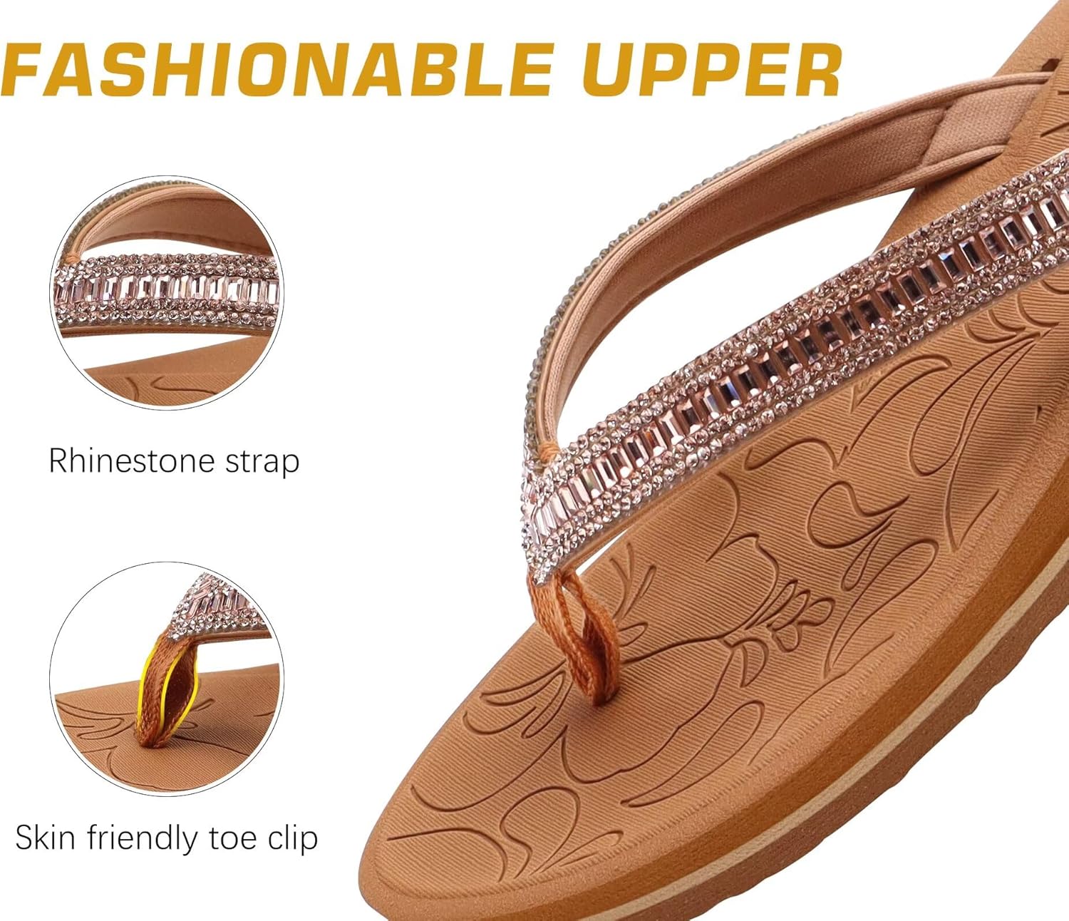 Detalle 2 de ONCAI Damen Zehentrenner Flip Flops mit Glitter – Komfort und Stil für Sommer, Indoors/Outdoors (Größen 36–43 EU)