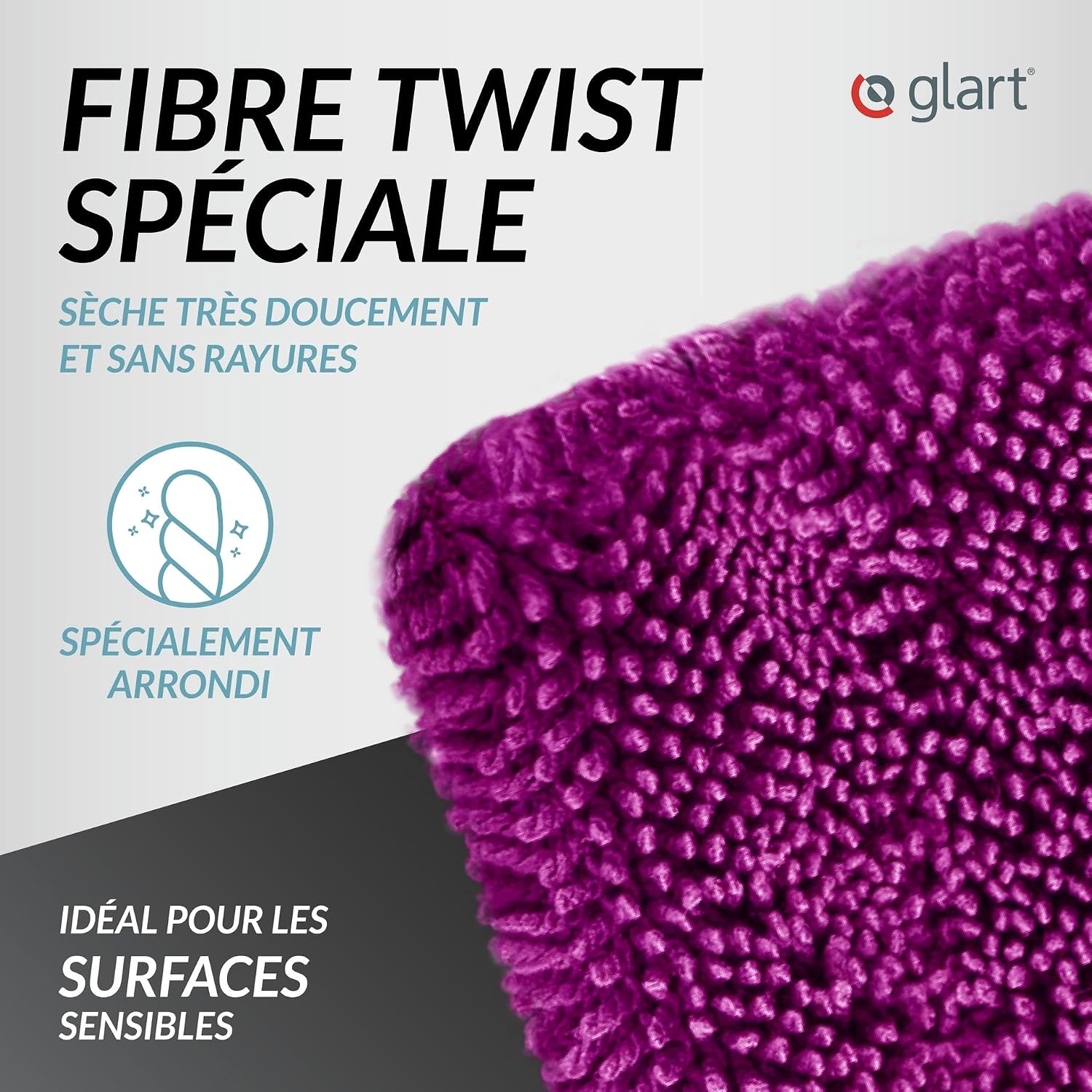 Detalle 2 de Glart 44TW6P Twist: Serviette de Séchage Auto XXL (60x40 cm) en Microfibre ultrabsorbante