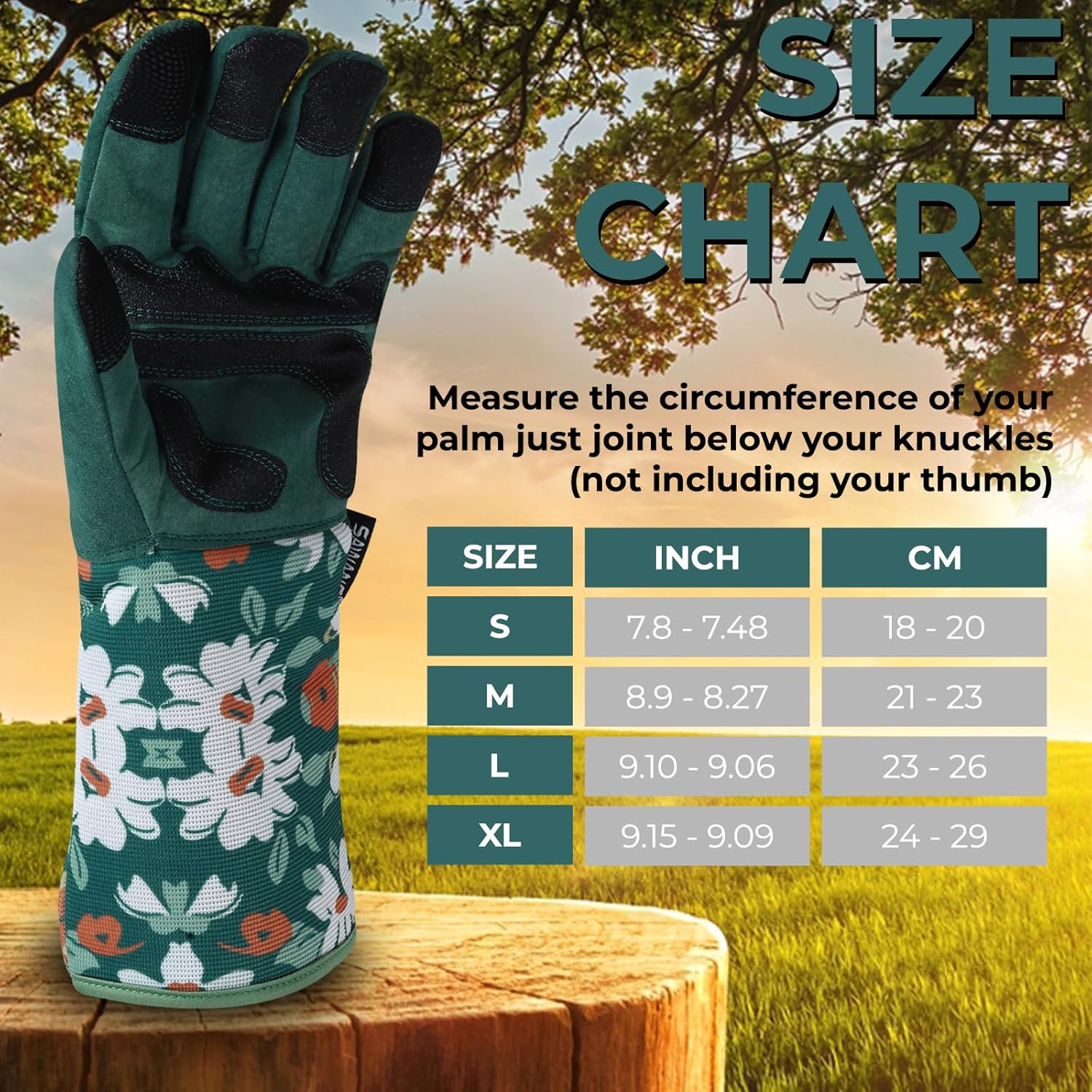 Thumbnail 5 de SAWANS Long Gardening Gloves (Green, M) – extra-long thorn-proof gloves with breathable comfort