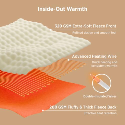 Detalle de Bedsure Electric Blanket Heated Throw - Bubble (Beige) 130x160cm