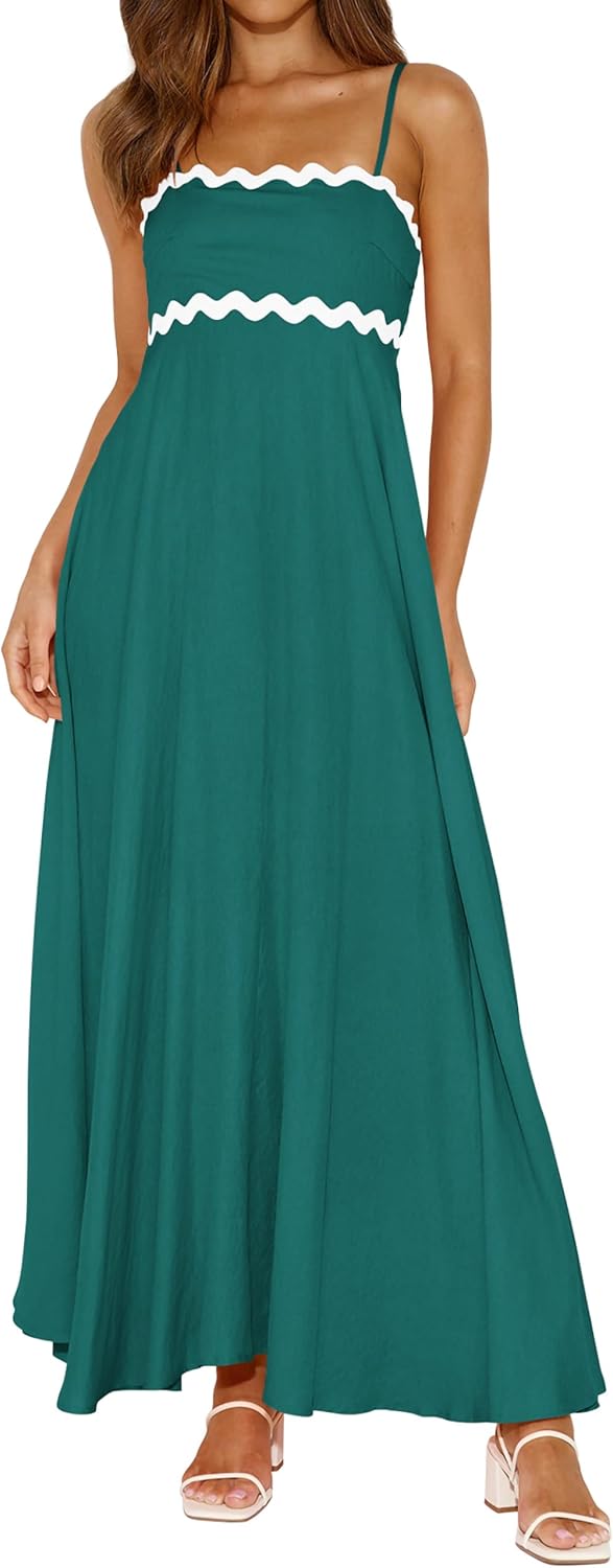 Thumbnail 6 de PRETTYGARDEN Women's Spaghetti Strap Maxi Dress – Boho Smocked Back, 2026 Summer
