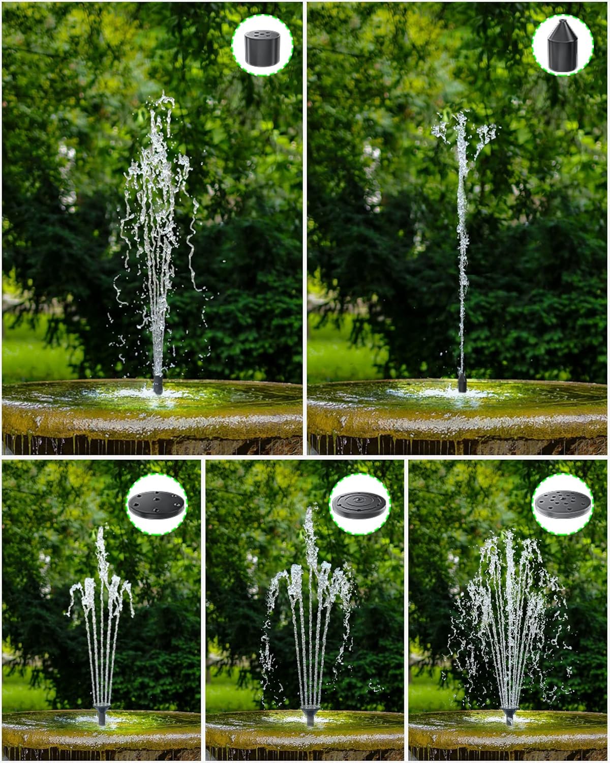 Thumbnail 4 de Biling Solar Water Fountain for Bird Bath – 3.5W with 6 Nozzles and 4ft Tubing